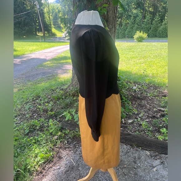 PINK MARTINI COLOR BLOCK DRESS WOMENS SMALL BLACK & MUSTARD YELLOW - Picture 3 of 9